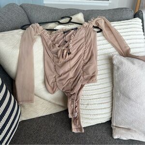 Nasty Gal Nude Lace-Up Bodysuit